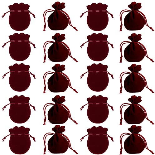 XCSJ 20PCS Bolsas Terciopelo Para Guardar Joyas Bolsas De Joyería Con Cordón Bolsas De Terciopelo Bolsas De Regalo De Dulces Pequeños Para joyería regalo partido boda Favores,9 * 7 cm