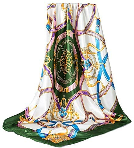 GLORIS New Seidenschal Damen 90x90cm Green Elegante Seidentuch Haare Seidentuch Halstuch Elegant Satintuch Halstuch Seide Bandana Tuch Kopftücher Ansatz Scarf