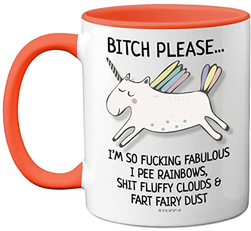 Stuff4 Bitch Please I'm So Fabulous Unicorn Mug, Funny Gifts for Women | 11oz Ceramic Orange Handle Mugs, Birthday Present, Tea Sets for Adults, Unicorn Gifts, Christmas, Your Best Friend