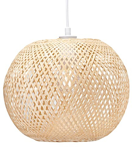 Eco Friendly Modern Spherical Cage Designed Bamboo Strap Ceiling Pendant Lamp Shade | 28cm x 30cm | 60w Max | Shade Only by Happy Homewares