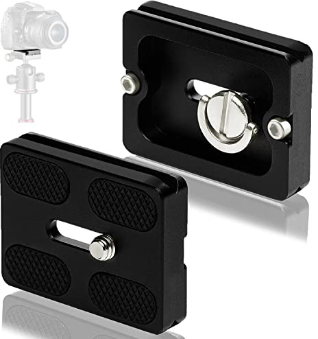 Stativ Schnellwechselplatte Adapter PU50 Quick Release Plate Kamera Schnellwechselplatte mit 1/4 Kameraschraube Kompatibel für Stativ Kugelkopf 2 Stück