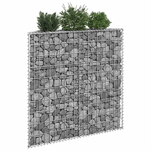 Gabionen-Hochbeet Trapezform Verzinkter Stahl,Hochbeet Drahtkorb Steinkorb Blumentopf Pflanzkasten Steinkäfig,100x20x100 cm