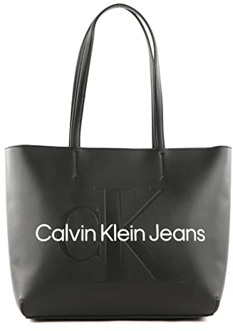 Calvin Klein Donna Borsa Tote Bag con Zip, Nera (Ck Black), Taglia Unica, Nero (Black), Taglia Unica