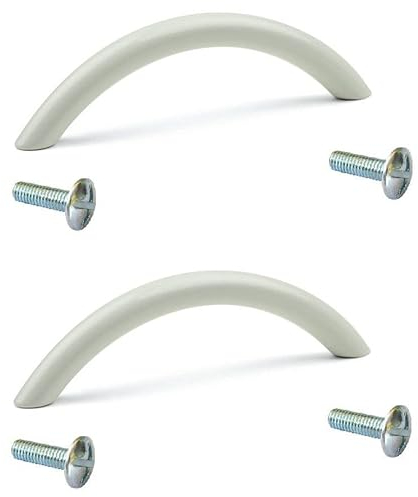 cyclingcolors 2 x Maniglia per mobili in acciaio finitura bianco lucido interasse 128 mm lunghezza 146 mm altezza 30 mm armadio porta cucina armadio cassetto credenza