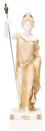 BEAUTIFUL GREEK STATUES Hera Göttin der Ehe, Frauen, Geburt und Familie, Alabaster, Goldton, 25,4 cm