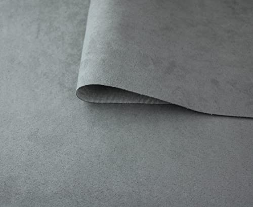 Nubuk Stoff Meterware Imitat Polsterstoff Microfaser Wildleder Möbelstoff (Grau)