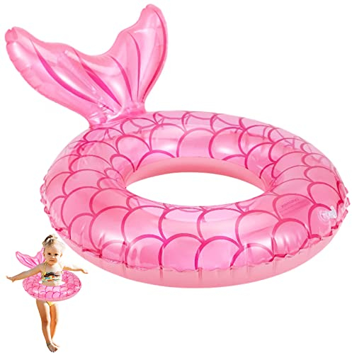 Schwimmring Kinder, Meerjungfrau Schwimmring Glitter Kinder Schwimmreifen, Schwimmring Baby, Schwimmhilfe Schwimmender Ring für Kinder 4-9 Jahre(Rosa)(Rosa)