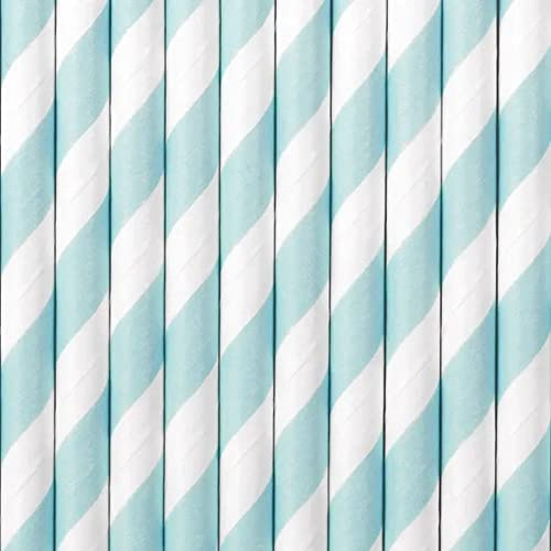 30 PEZZI Cannucce Cannuccia carta colorate da 19.5 cm ecologiche | Ideale per feste compleanni party gastronomia, catering, ristoranti, hotel (Celeste/Bianco)