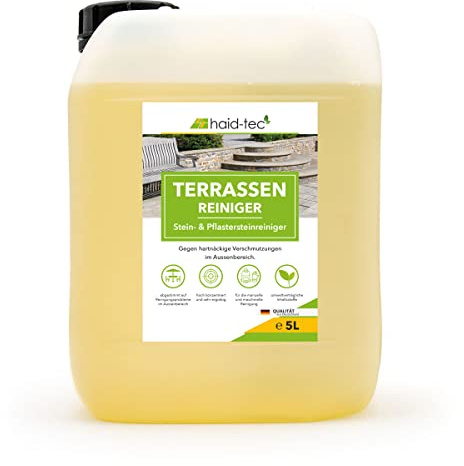 haid-tec Terrassenreiniger & Steinreiniger intensiv aussen, Pflasterstein Reiniger, zur Entfernung von Schmutz im Aussenbereich - Konzentrat - biologisch abbaubar - made in Germany (5 Liter)