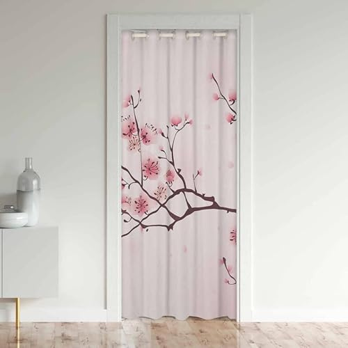 Tende per porte con fiori di ciliegio per la privacy giapponese Sakura floreale armadio tenda per camera da letto rosa fiore 30% -50% oscuranti copertura per porta, tenda per finestra, tenda per fine