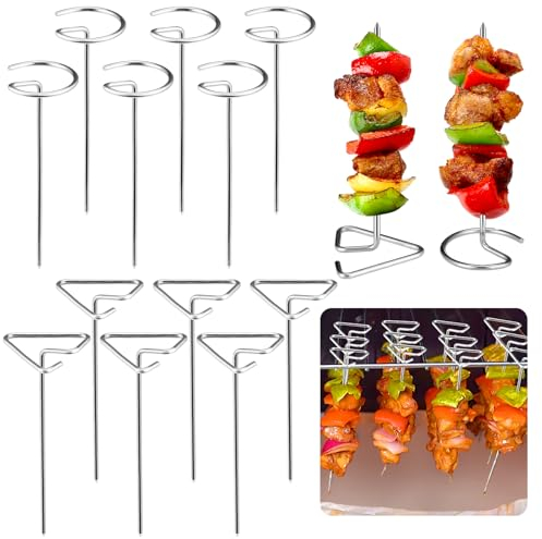 Hejo 20 Pezzi Spiedini per Barbecue, 10CM Spiedini in Acciaio Inossidabile, Spiedini per Carne per Friggitrice ad Aria e Forno, Spiedini per Griglia per Barbecue, Carne, Verdure