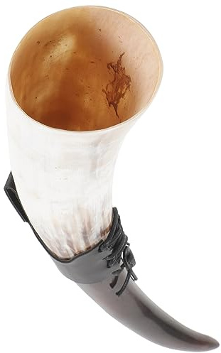 Boccale da Vino in Corno di Bue Nero 20-30cm Artigianale Decorativo | Oggetto D’Arredo, Profilo a Tromba, Peso Ridotto, Leggero, Facile Spostamento, Stile Artistico