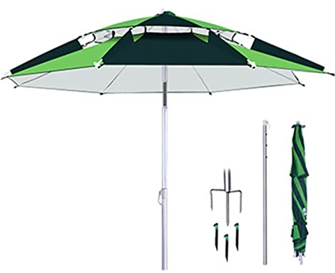 2-lagiger, Universeller, Faltbarer Angelschirm den Außenbereich Zum Regenschutz, Sonnenschutz und den Freizeitgebrauch in Passender Grüner Farbgebung (2m)