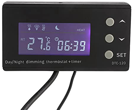 Termostato para Reptiles, Controlador de Temperatura Digital, Controlador de Temperatura para Reptiles con Pantalla LCD para Tanque de Reptiles de Acuario (Enchufe de la UE)