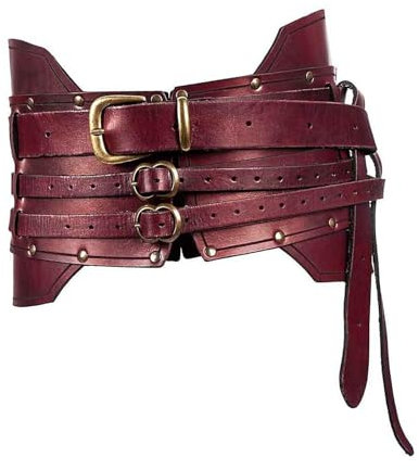 rockible Mittelalterlicher Hüftgürtel Rittergürtel Ritter Kostüm Zubehör Breiter Nierengürtel Korsett Hosenbund Taillenpanzer, Rose Rot