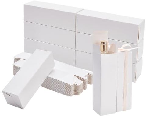 PH PandaHall Kleine Kraftkarton-Schachteln, weiße Karton-Geschenkbox, recycelte Papierboxen mit Deckel, Kerzenverpackungsboxen für Geschenke, Basteln, Festival, Hochzeit, Party, 4,9 x 4,9 x 16,9 cm,