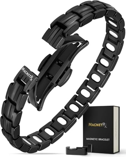 MagnetRX EllipseMAX Magnetarmband för Dam – Titanarmband med 5000 Gauss Neodymmagneter – Justerbar, Svart