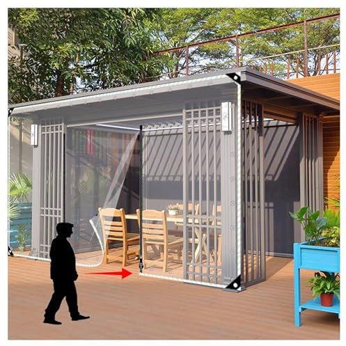 ZXCASDF PVC Tarpaulin with Zipper，Outdoor Clear Curtain Waterproof with Zipper，Zipper door transparent tarpaulin，Clear Tarps with Grommets，Outdoor Clear Tarp Curtains(H1.6xW2m/H5.2xW6.5ft)