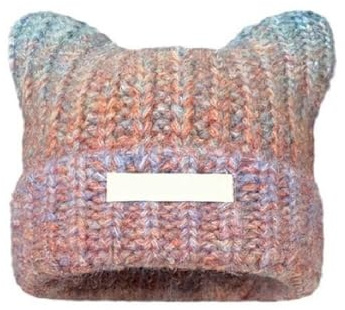 Generisch Wintermützen mit Katzenohren, Mütze mit Katzenohren, Katzenohr Beanie Mütze Damen Strickmütze, Warme Elastische Wintermütze, Streetwear-Accessoire für Outdoor-Reisen (Red)