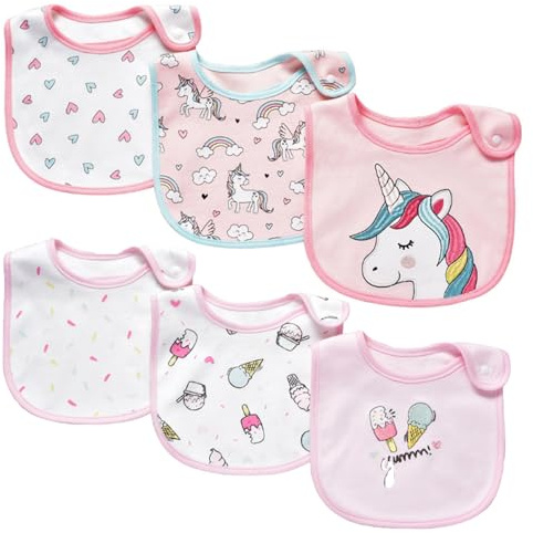 Oaygat 6 Packs Baby Bandana Dribble Bibs Cotton Soft and Absorbent Baby Drool Newborn Bibs with Adjustable Snaps Infant Breathable Feeding Teething Droolers for Unisex Girl Boy Toddlers 0-24 Months