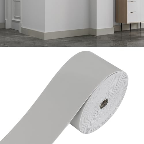 Inscrip Weichsockelleiste, Selbstklebend PVC Sockelleiste, Bodenleiste Übergangsprofil Kantenschutz, Wandecken Sockelleisten für Schlafzimmer, Wohnzimmer, Badezimmer (Grau, 10M*10cm)