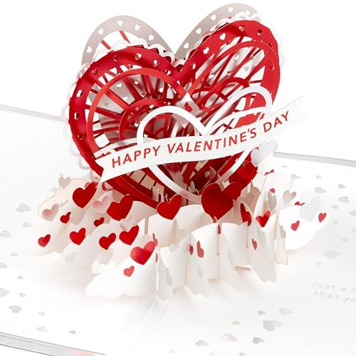 Hallmark Valentinstagskarte, Valentinstagskarte, 3D & Pop-Up, Herz-Torbogen, Banner, Rot, Weiß, Rosa