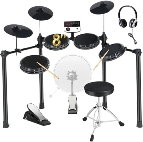 Electronic Drum Set 5 Drums 3 Cymbals 4 Quiet Mesh Pads,Electronic Kit For Beginner Adult,E Kit With Drum Throne