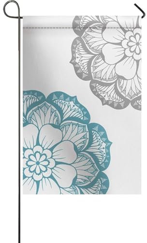 Garten Flagge Dahlie Blume Blau Grau Abstrakte Kunst Blumendesign Dekoratives Banner Durable Garten Fahnen Verblassen Beständig Außenbanner, Für Garten, Drinnen Und Draußen, 30x45cm