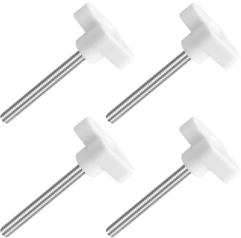 QUARKZMAN M6 x 55mm Tornillos Moleteados, 4pcs Perillas de Ala en T Rosca Macho de Acero Inoxidable 304 Tuerca Pomo de Mango Asas Ajustables Sujeción Manual para Máquina, Blanco, 36mm Ancho