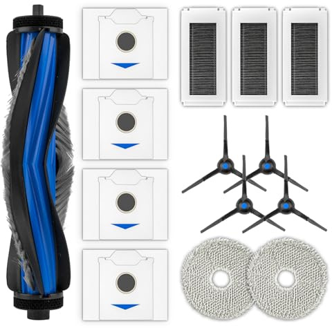 (14 Pièces) N30 Omni Pièces de Rechange Compatibles avec Les Aspirateurs Robots DEEBOT N30 Pro Omni, 1 Brosse Rotative, 4 Brosses Latérales, 4 Sacs à Poussière, 3 Filtres HEPA, 2 Serpillères