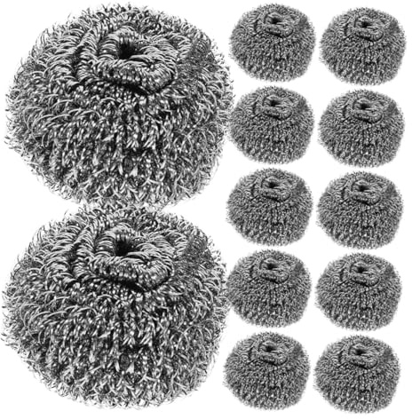 Ipetboom 12 Pcs Steel Wire Wool Steel Scrubber for Pan and Dish Cleaning Reusable Ergonomic Design Quick Cleaning Supply for Grills Ovens Restaurants and Cafeterias