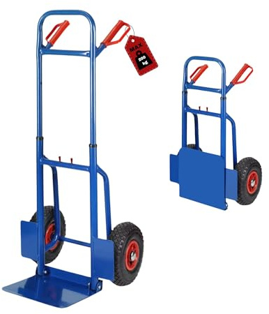 DIVID® Klappbare Sackkarre max. 200Kg, Stahl, ergonomisch Transporter für Umzüge, Lager und Einkäufe (Blau) Polypropylen Rad