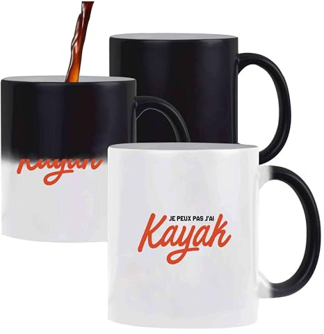 Otshirt Tasse Magique Je peux pas j’ai kayak | Mug | Idée Tasse Personnalisable qui change de couleur Cadeau Anniversaire Fête Original Famille Travail Départ Collègue Retraite Noël.