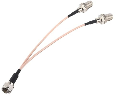 Kaunosta F-Type RG6 Splitter Coax Cable, 75Ohm TV Antenna 3 Way Coax Splitter V Shaped Combiner, F Male to F Dual Female RG316 Cable 15cm/6 inch for TV, Satellite Receiver, Audio Video