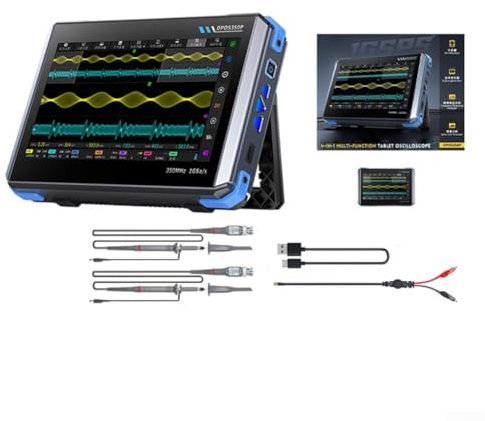 Digital Handheld Oscilloscope, DPOS350P 4-in-1 Tablet Oscilloscope Multimeter 2 Channel 350MHz Signal Generator, 1GSa/s 12 Signal Waveforms