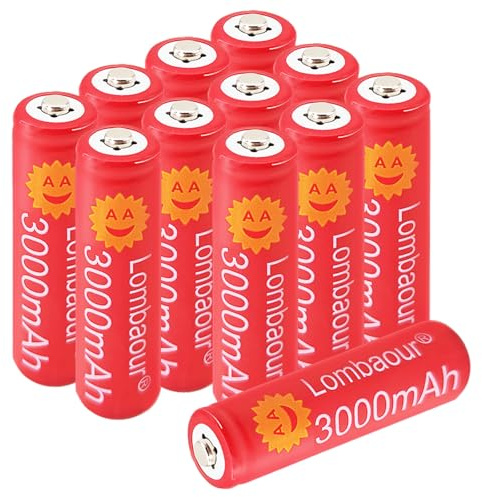 Piles Rechargeables 1,2 V AA 3000mAh NiMH Double A Haute Capacité Préchargées pour éclairage Solaire Extérieur De Jardin, Souris, Clavier Et Plus Encore (12 Paquets)