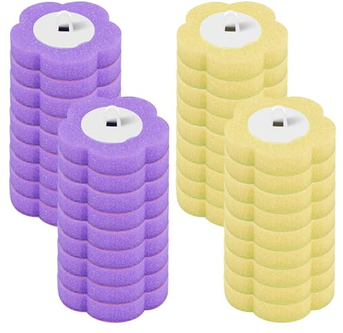 36 testine di ricambio usa e getta, scopino per WC usa e getta, testine di ricambio, detergenti, ricariche per lavabo, vasca da bagno, lavabo, mop piscina (giallo viola)