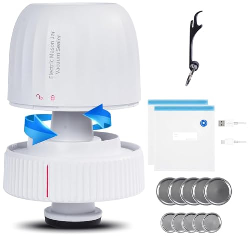 yomoe Selladora Al Vacío Eléctrica para Tarros de Cristal, Selladora Al Vacío Automática para Tarros de Cristal de Boca y Regular para Tarros de Almacenamiento de Alimentos A