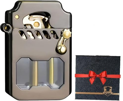Vintage Petroleumfeuerzeug Metall, Wippfeuerzeug, Sturmfeuerzeug, Transparentes Petroleumfeuerzeug mit transparentem Kraftstofftank, Geeignet für Outdoor, Reisen, Camping, Männergeschenk