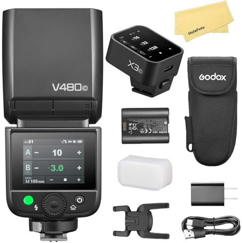 Godox V480C V480 C TTL Camera Flash with Godox X3-C X3C Flash Trigger for Canon Camera Flash Speedlite Light,GN50,7.2V/2200mAh Li-ion Battery,2.4G HSS 1/8000s,650 Full-Power Flashes,1.7s Recycle Time