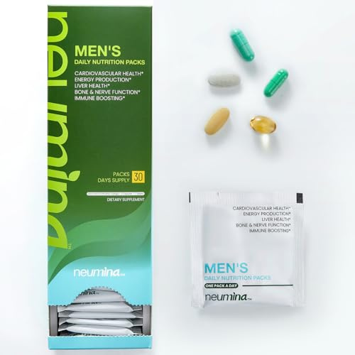 NEUMINA Multivitamin for Men All-in-One, Men’s Vitamins Packs for Stress Relief, Energy Production, Bone Health, Liver Support, 30 Portable Individually Packs