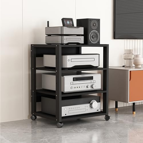 Modern Media Console 1 2 3 AV Stand Compact Stereo Cabinet & Audio Video Support Corner TV Unit for Turntable Living Room & Game Room Furniture (50 * 40 * 90cm)