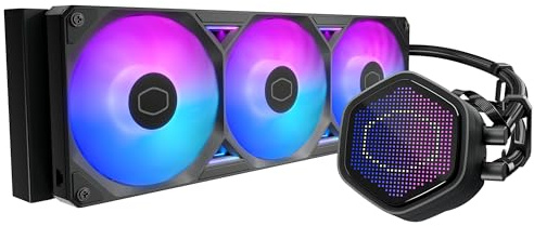 Cooler Master Atmos II 360 Pixel AIO Liquid CPU Cooler, LED Display, ARGB | AMD AM5/AM4 & Intel LGA1851/1700 Support Cooler, 360mm, Custom Pixel Display, Dual-Chamber Pump, 3x Low-Noise ARGB PWM Fans