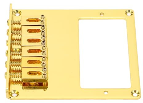 Luocute 6 Roller Sattel 6 String Humbucker Guitar Bridge, E -Gitarrenbrückenersatz Gold mit Dual -Pickup -Löchern für Telecaster, Elektrische Teile