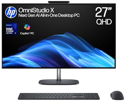 HP OmniStudio X 27” Next Gen AI All-in-One Desktop PC | CoPilot+ PC | Intel® Core™ Ultra 5-325 Processor | 32GB RAM | 1TB SSD | Intel® Graphics | QHD Neo:LED Display | Windows 11 | 27-cx0000sa