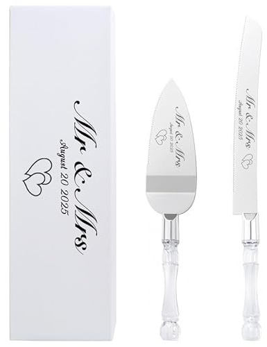 Mocessory Cuchillo De Boda De 2pcs Y Conjunto De Servidores Cuchillo De Pastel Torta Servidor De Pastel Regalos para Ducha Nupcial Aniversario