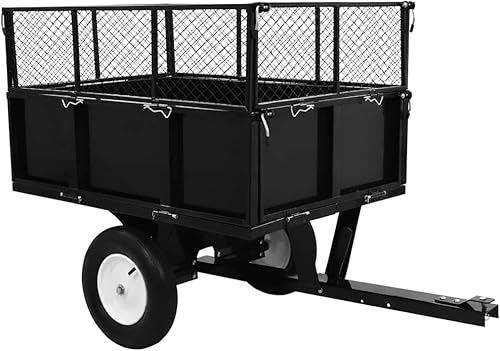 Refined Kippanhänger für Rasentraktor Garten Transportanhänger Gartenwagen Transportwagen Outdoor Rasenmäher Anhänger Kippbar 300 kg Last