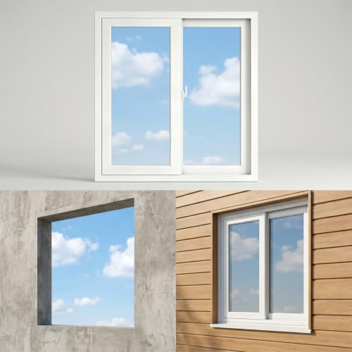 Finestra personalizzata, 12-59in，finestra scorrevole in PVC con vetro 5mm trasparente/smerigliato, doppio vetro opzionale, modello bianco di ricambio per bagno,cucine e altre stanze.
