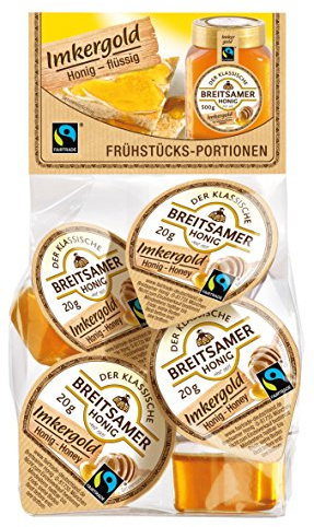 Breitsamer Honig Portionsbeutel Imkergold Fairtrade flüssig Frühstücksportionen 18x (5x20g) (1.800g)