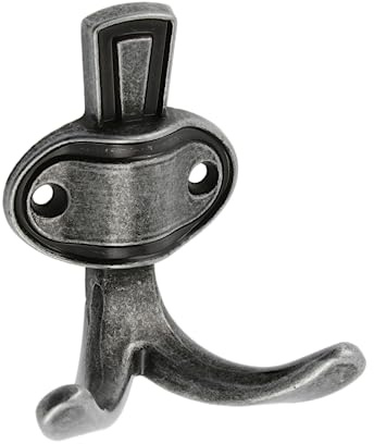 GTV - Kleiderhaken Coruna klein - Oberfläche: Altsilber - Höhe: 76 mm Breite: 68 mm - Garderobenhaken für Tür, Bad, Küche, Flur, Büro, DIY Metallhaken, Mantelhaken, Huthaken, Wand Haken